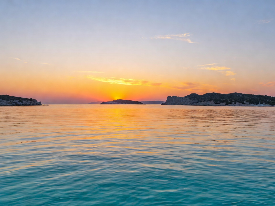 Sunset over warm Atlantic waters and Canary Islands coast